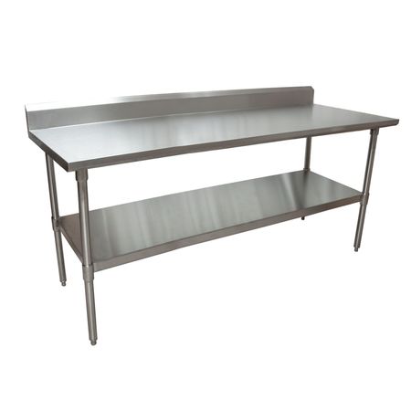 BK RESOURCES Work Table 16/304 Stainless Steel W/Galvanized Shelf 5"Riser 72"Wx30"D CTTR5-7230